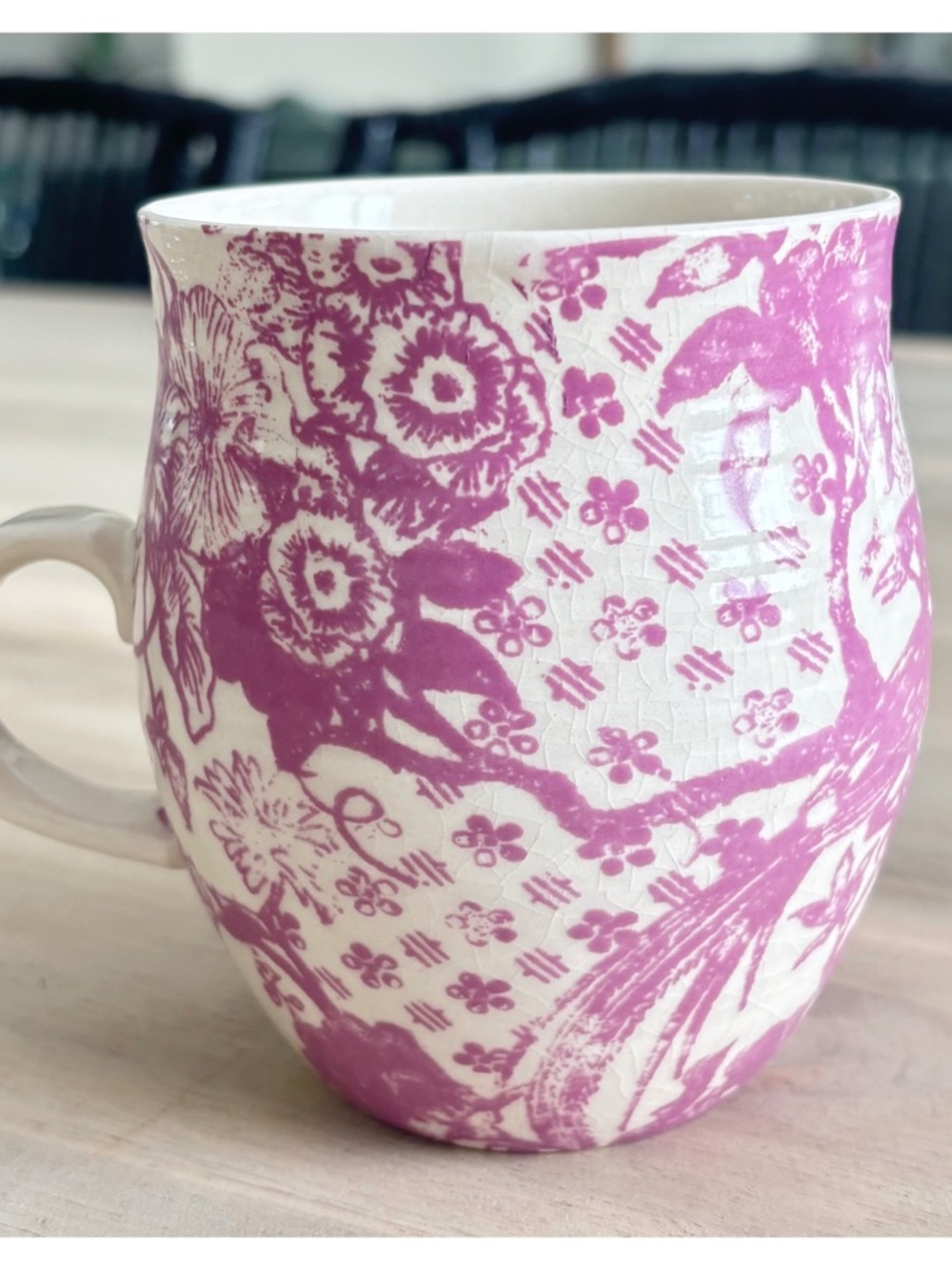 Anthropologie Pink Floral Ceramic Mug with Monogram - Picture 6 of 8